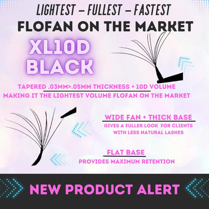 LLama Lashes Flofans – Pre-Made Volume Lash Fans | Easy Fan, Auto-Fanning, W Lash Style | 3D, 6D, 10D, XL10D | Mixed Length Lash Extensions in Black & Brown