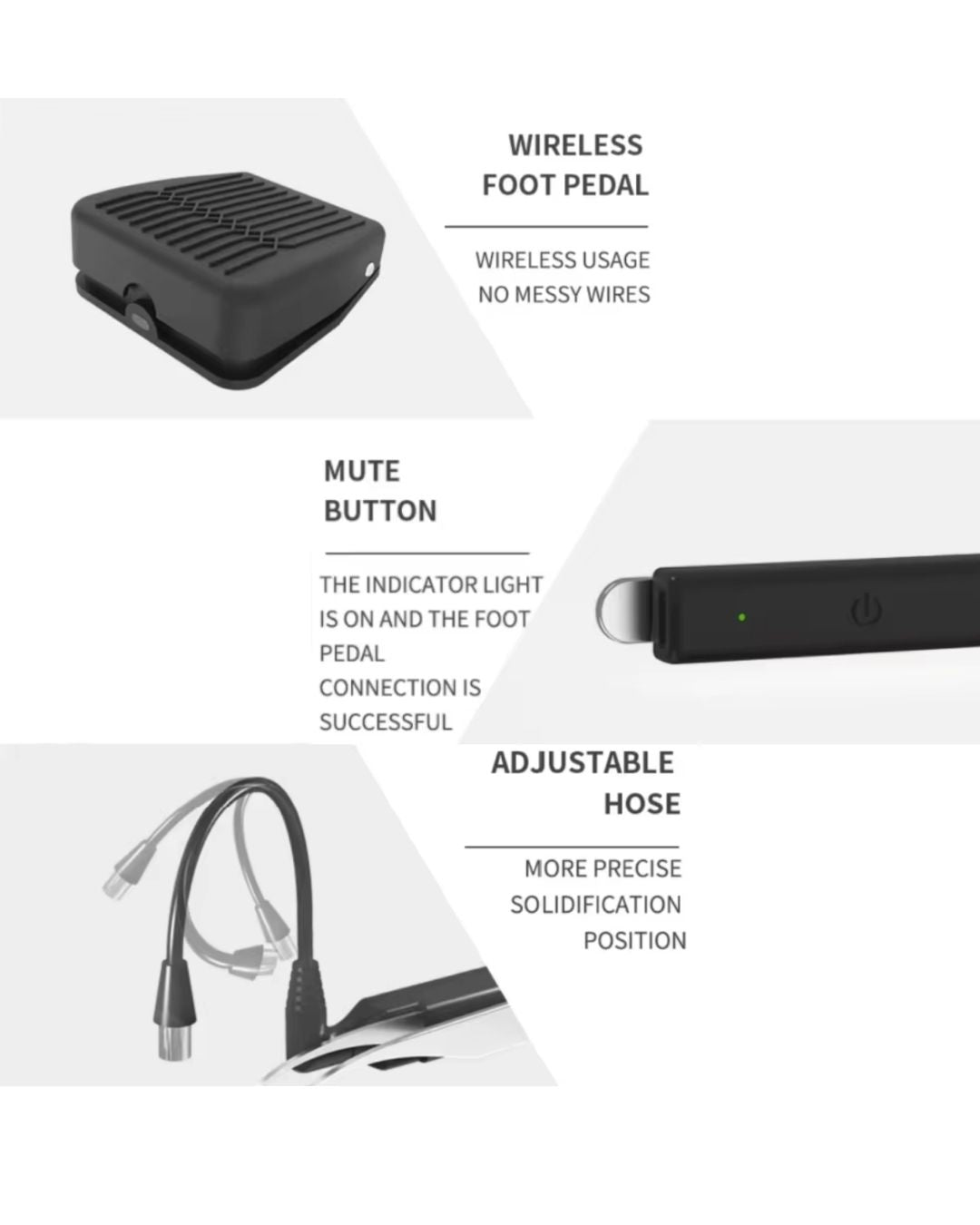 Professional UV Lash Extension Tweezer System with Wireless Foot Pedal – 2 Second Fast Curing LED Light, Flexible Gooseneck, Rechargeable UV Glue Curing Lamp for Eyelash Extensions (Pro Use Only)