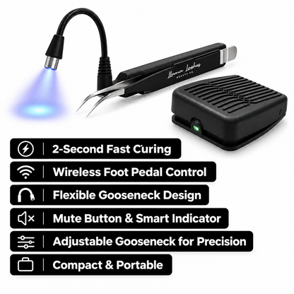 Llama Lashes UV Lash System Kit | Dual Battery, Dual Beam + Wireless Foot Pedal