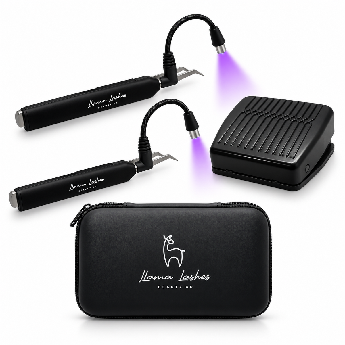 Llama Lashes UV Lash System Kit | Dual Battery, Dual Beam + Wireless Foot Pedal