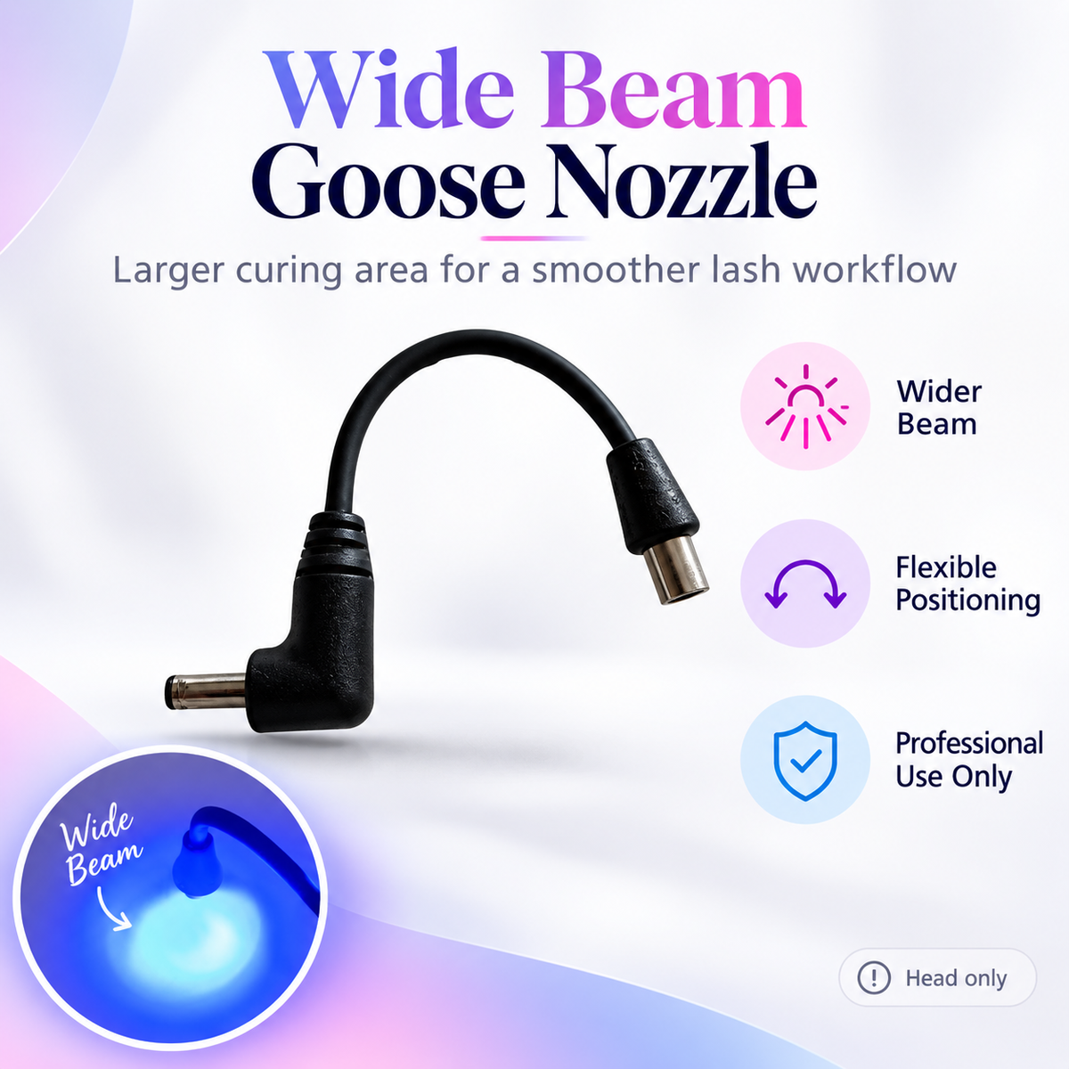 Wide Beam Gooseneck Head for Llama Lashes UV Lamp