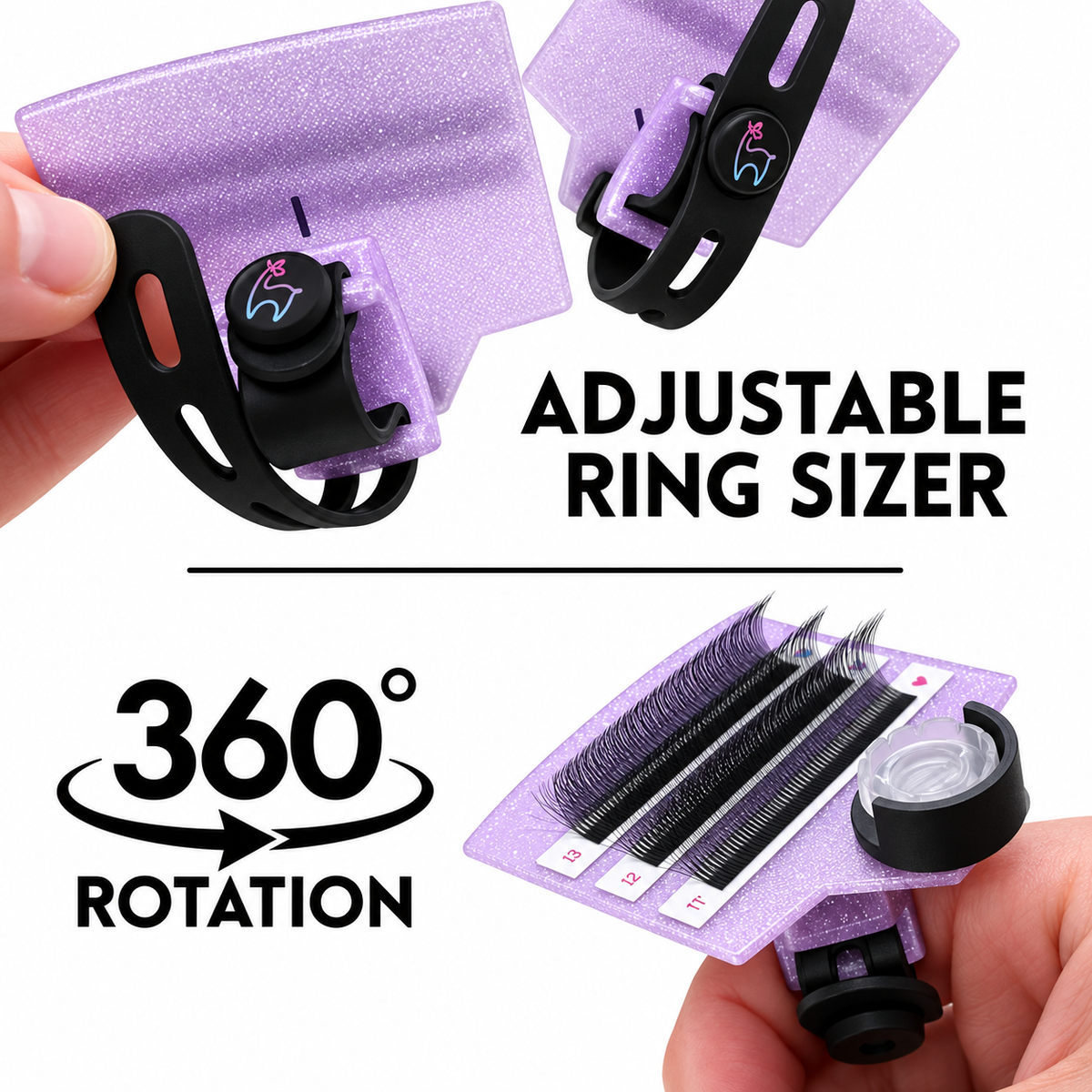 Lash Tile Ring – Adjustable Rotating Ring Palette for Glue & Lash Strip, Studio Tool for Lash Artists - The  Ledge by Llama Lashes
