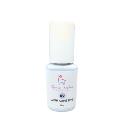 UV Lash Glue by Llama Lashes – 1 Second Dry Time, Low Fume, LED UV Light Cure, 8–10 Week Retention, Waterproof, Sensitive Formula, Pro Lash Extension Adhesive – 5ml
